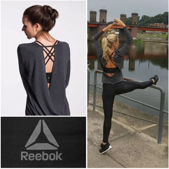 Reebok Open Back Long Sleeve Fitness Top (M) - Picture 1 of 10